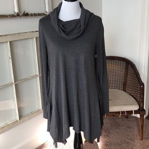 Fringe accent Grey sweater dress